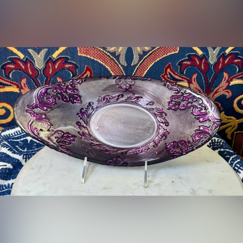 ARDA Hand Painted In Turkey Glass Bowl(Purple And Silver)